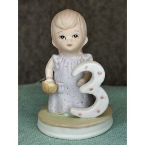 Lefton The Christopher Collection Birthday Girl Age 3 Figurine Vintage 1982